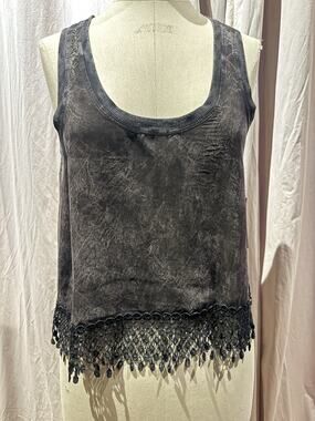 Ann Ferriday Distressed Vintage Wash Cupro And Lace Top L